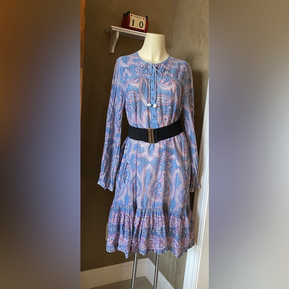 DIAB’LESS Ibiza Paisley women’s baby doll style boho dress, Size M
